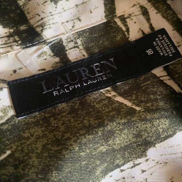 LAUREN RALPH LAUREN Safari Jumpsuit Palm Print Green/Cream Woman’s Size 16 NWOT - Picture 6 of 15